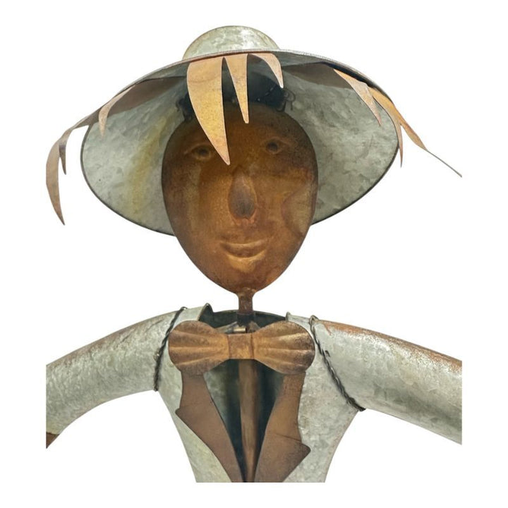 Willow &amp; Silk Scarecrow Garden Stake Statue 84x25.5x130cm