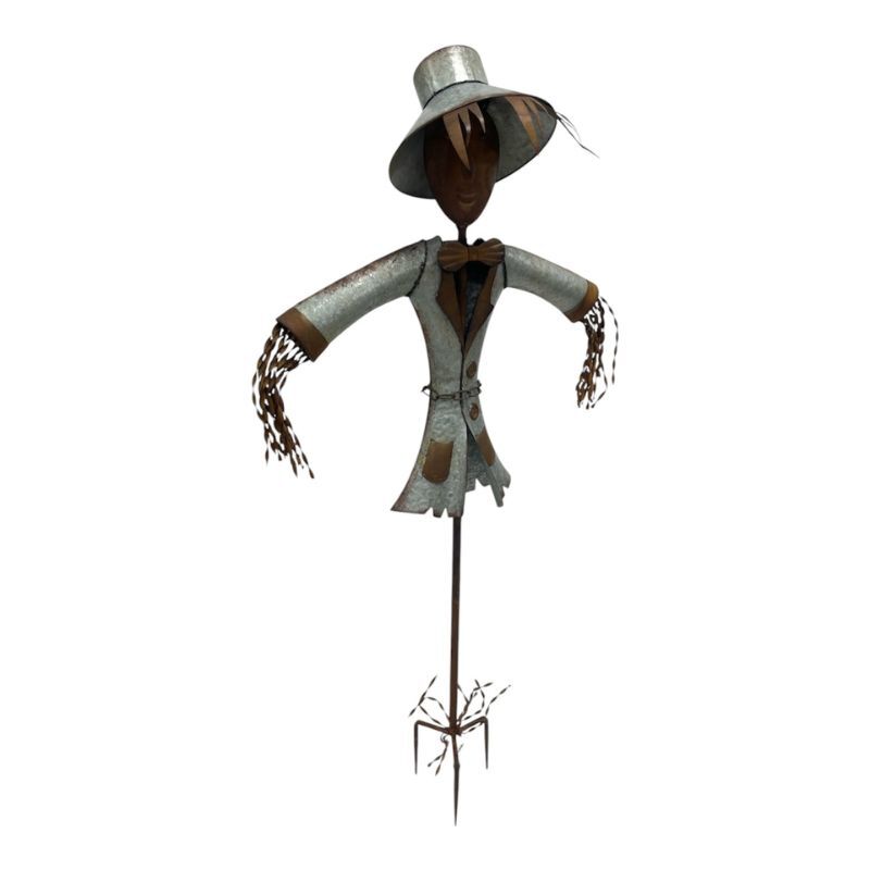 Willow &amp; Silk Scarecrow Garden Stake Statue 84x25.5x130cm