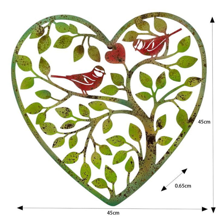 Willow &amp; Silk Laser Cut Heart Tree of Life w/Red Birds 45x0.65x45cm
