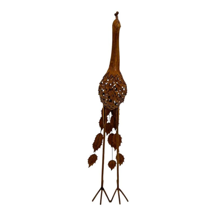 Willow &amp; Silk Rust Standing Peacock Garden Statue 29.5x21x60cm