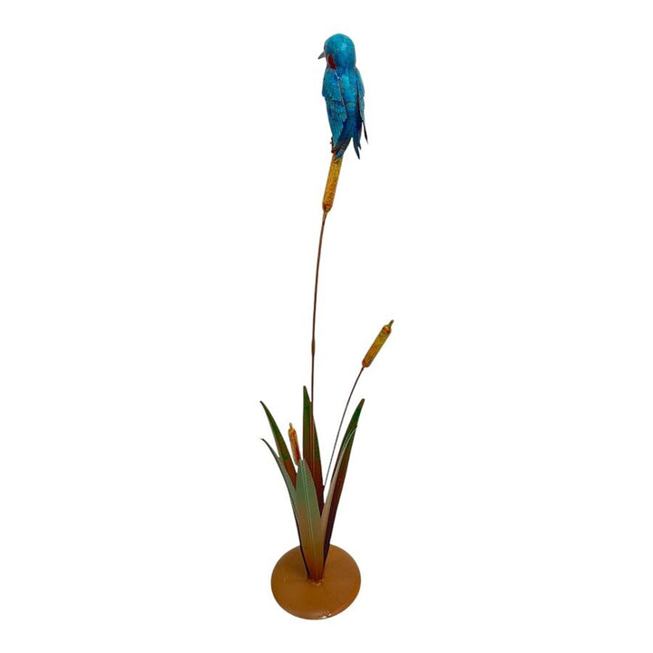 Willow &amp; Silk Tranquil Kingfisher on Bulrush Garden Statue