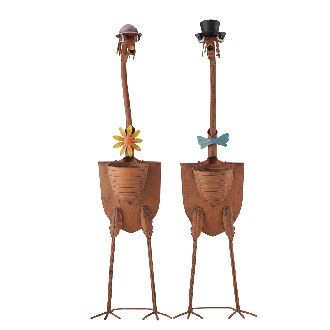 Willow &amp; Silk Set/2 Asst Tall Standing Bird Couple 31x27x115/31x24x112cm