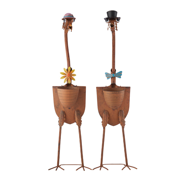 Willow &amp; Silk Set/2 Asst Tall Standing Bird Couple 31x27x115/31x24x112cm