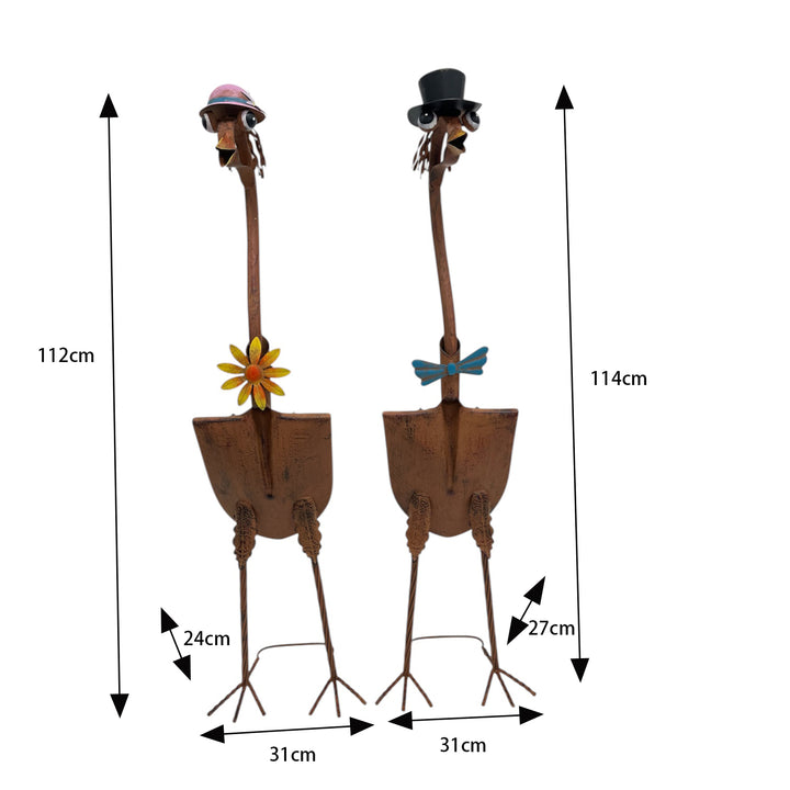 Willow &amp; Silk Set/2 Asst Tall Standing Bird Couple 31x27x115/31x24x112cm