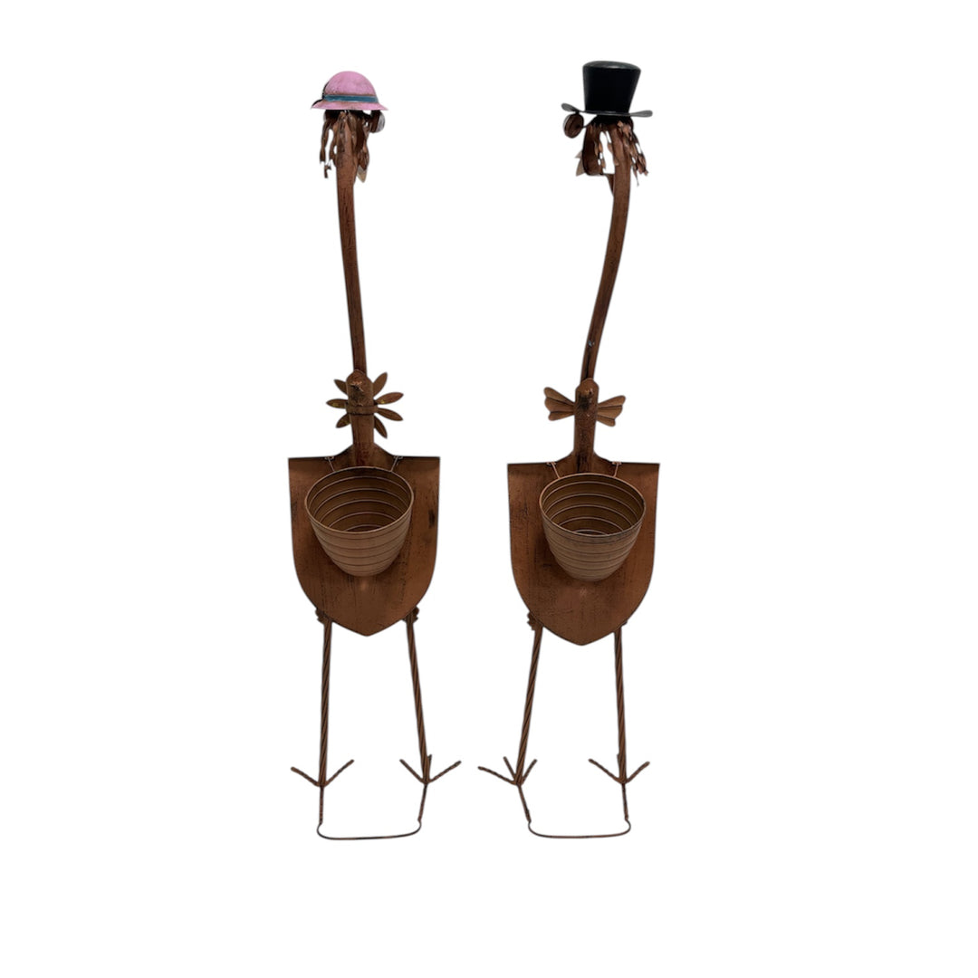 Willow &amp; Silk Set/2 Asst Tall Standing Bird Couple 31x27x115/31x24x112cm