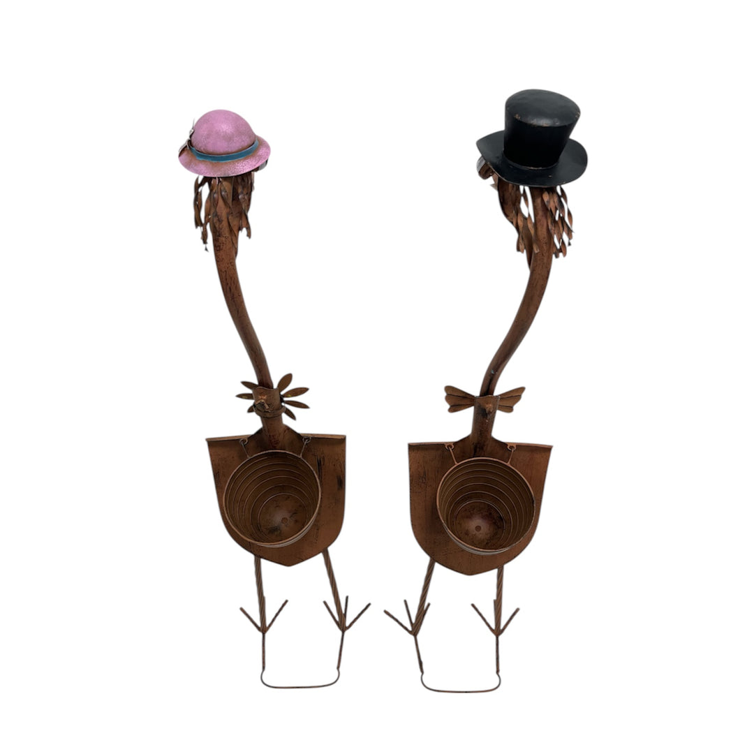 Willow &amp; Silk Set/2 Asst Tall Standing Bird Couple 31x27x115/31x24x112cm