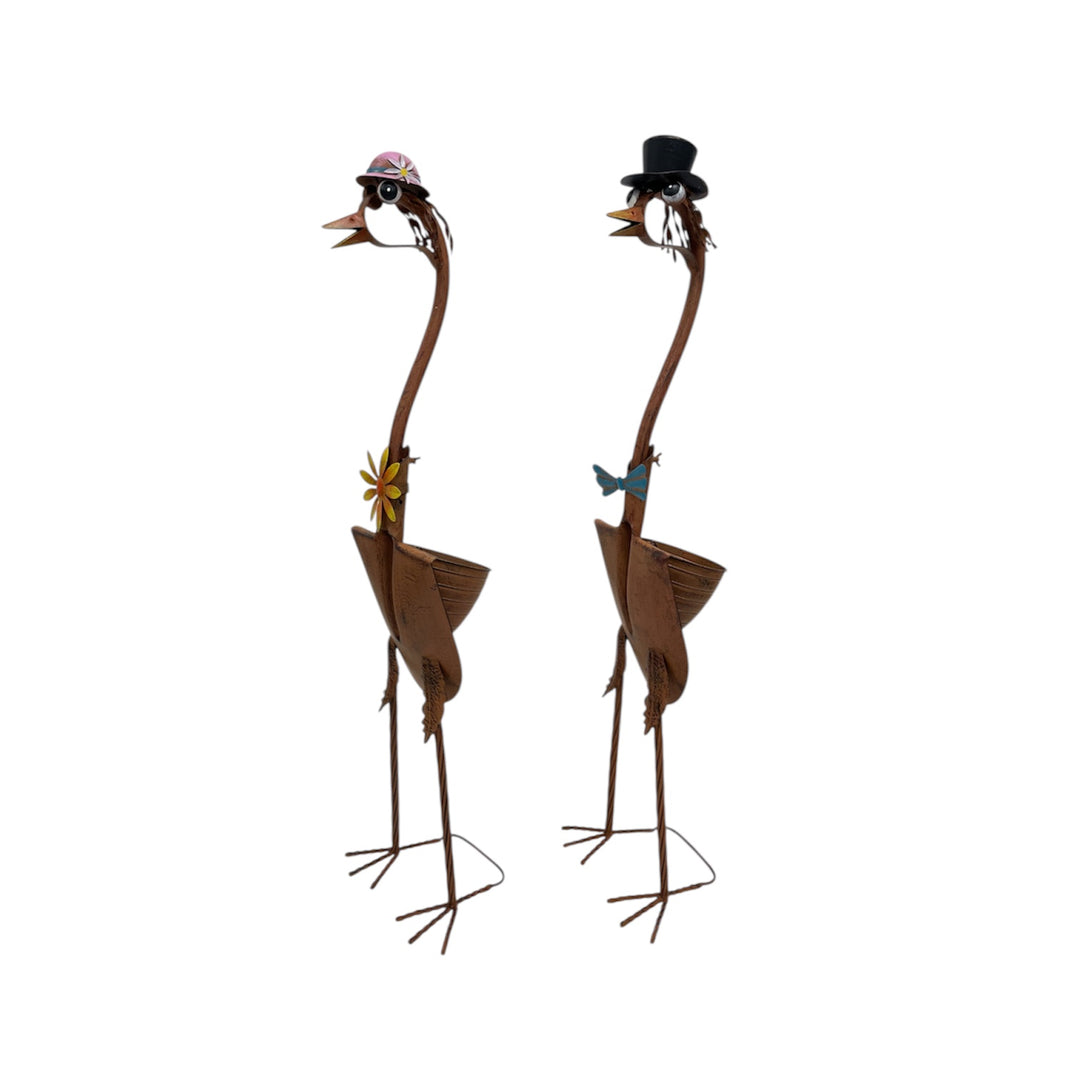 Willow &amp; Silk Set/2 Asst Tall Standing Bird Couple 31x27x115/31x24x112cm