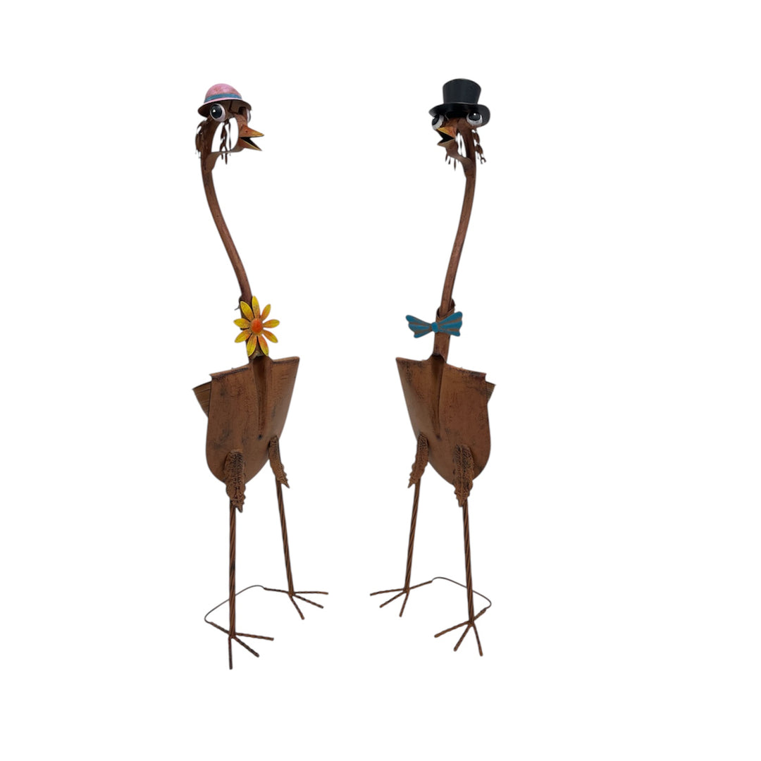 Willow &amp; Silk Set/2 Asst Tall Standing Bird Couple 31x27x115/31x24x112cm