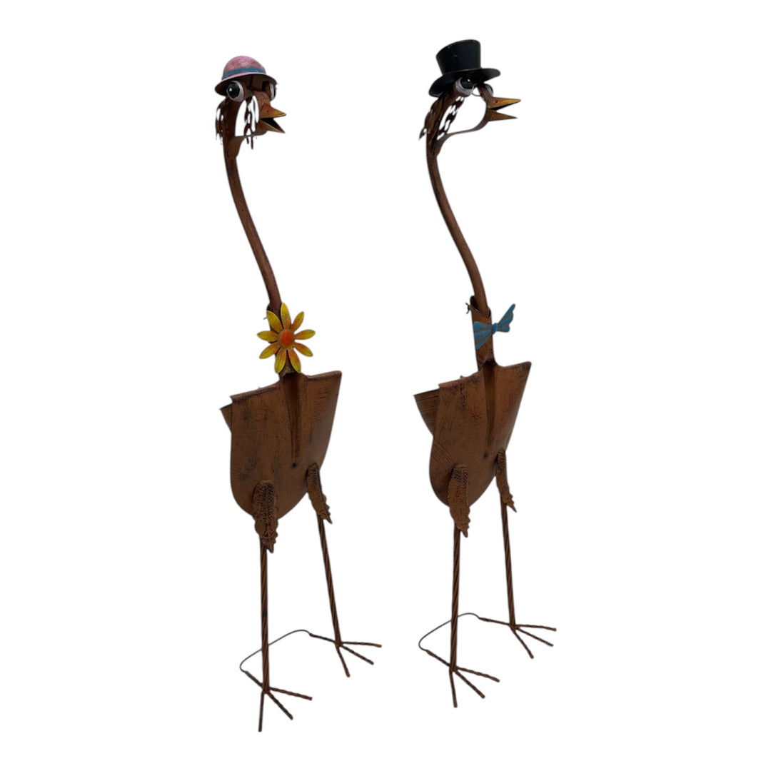 Willow &amp; Silk Set/2 Asst Tall Standing Bird Couple 31x27x115/31x24x112cm