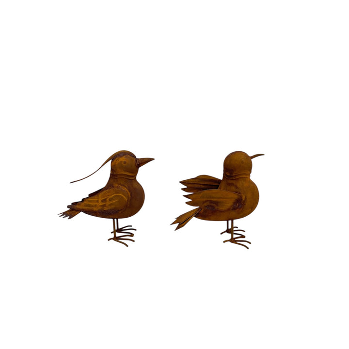 Willow &amp; Silk Set/2 Asst Rust Decorative Birds 19x8x17/18.5x9x17cm