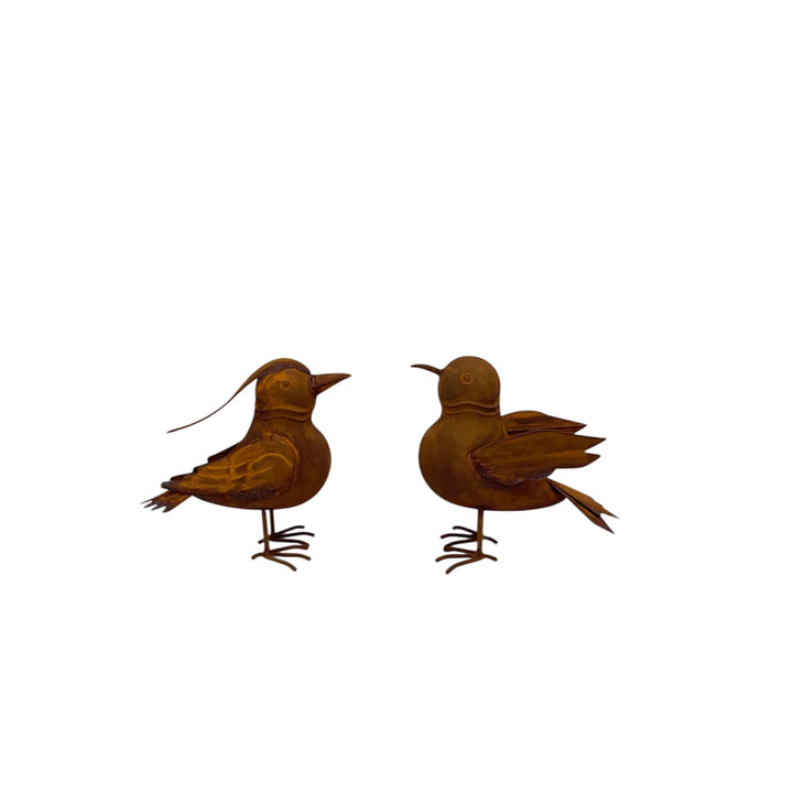 Willow &amp; Silk Set/2 Asst Rust Decorative Birds 19x8x17/18.5x9x17cm