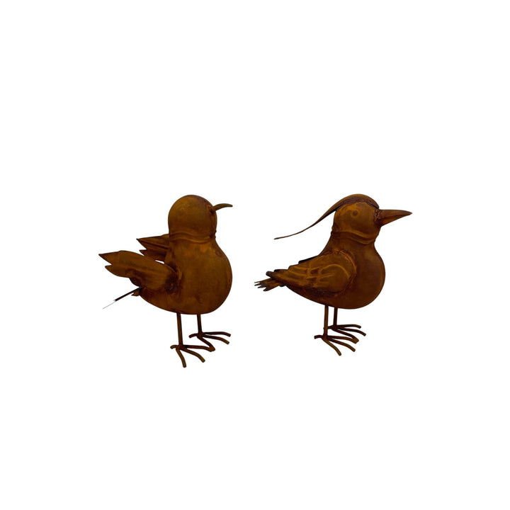 Willow &amp; Silk Set/2 Asst Rust Decorative Birds 19x8x17/18.5x9x17cm