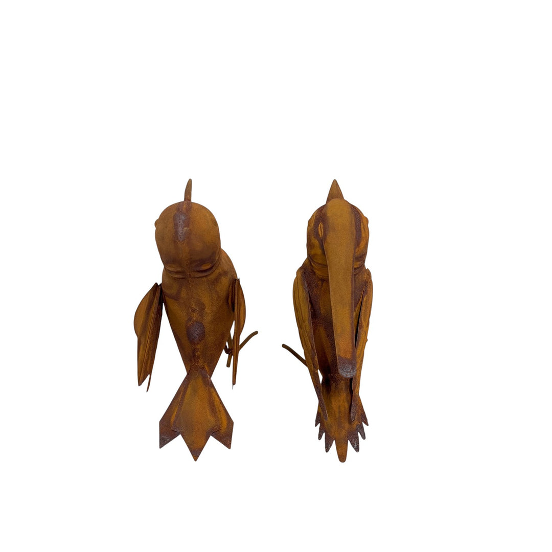 Willow &amp; Silk Set/2 Asst Rust Decorative Birds 19x8x17/18.5x9x17cm