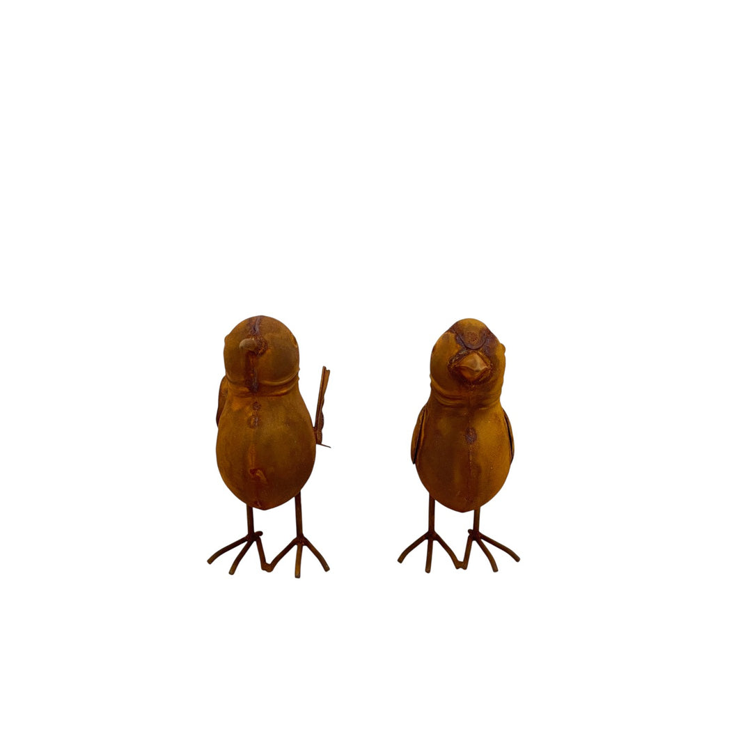 Willow &amp; Silk Set/2 Asst Rust Decorative Birds 19x8x17/18.5x9x17cm