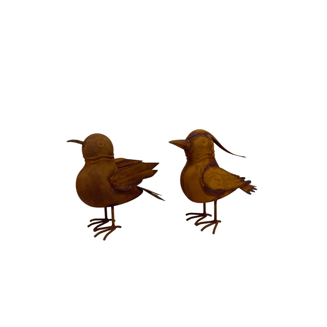 Willow &amp; Silk Set/2 Asst Rust Decorative Birds 19x8x17/18.5x9x17cm