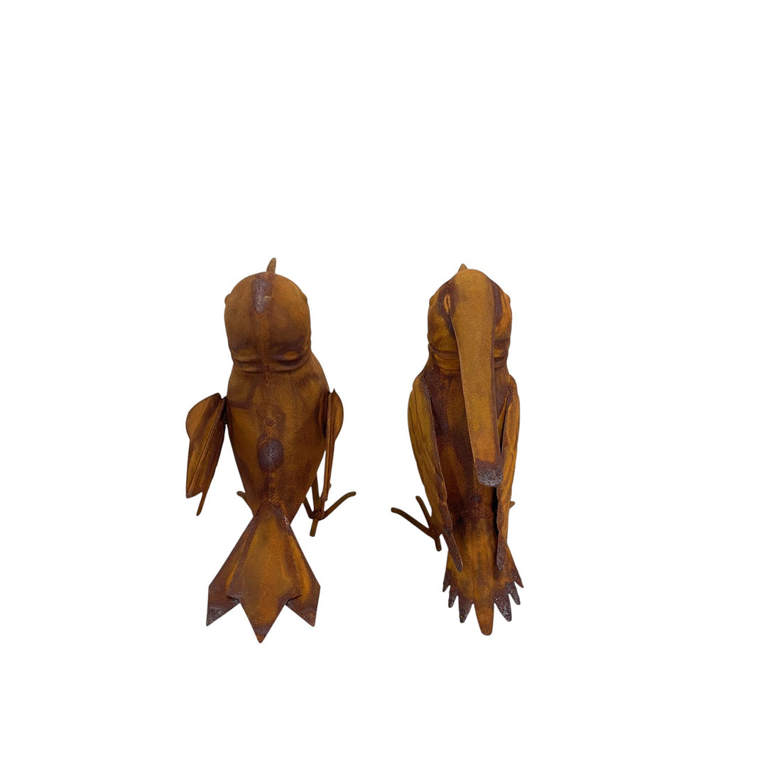 Willow &amp; Silk Set/2 Asst Rust Decorative Birds 19x8x17/18.5x9x17cm