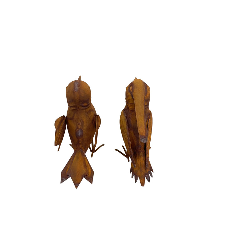 Willow &amp; Silk Set/2 Asst Rust Decorative Birds 19x8x17/18.5x9x17cm