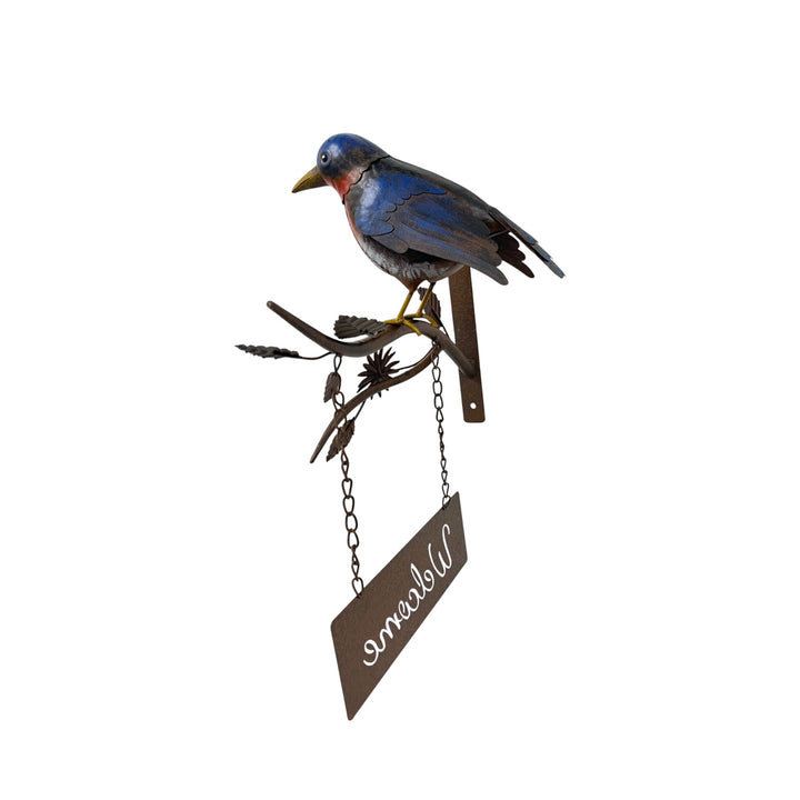 Willow &amp; Silk Door Post Welcome Sign W/Colourful Bird   30.5x25x41
