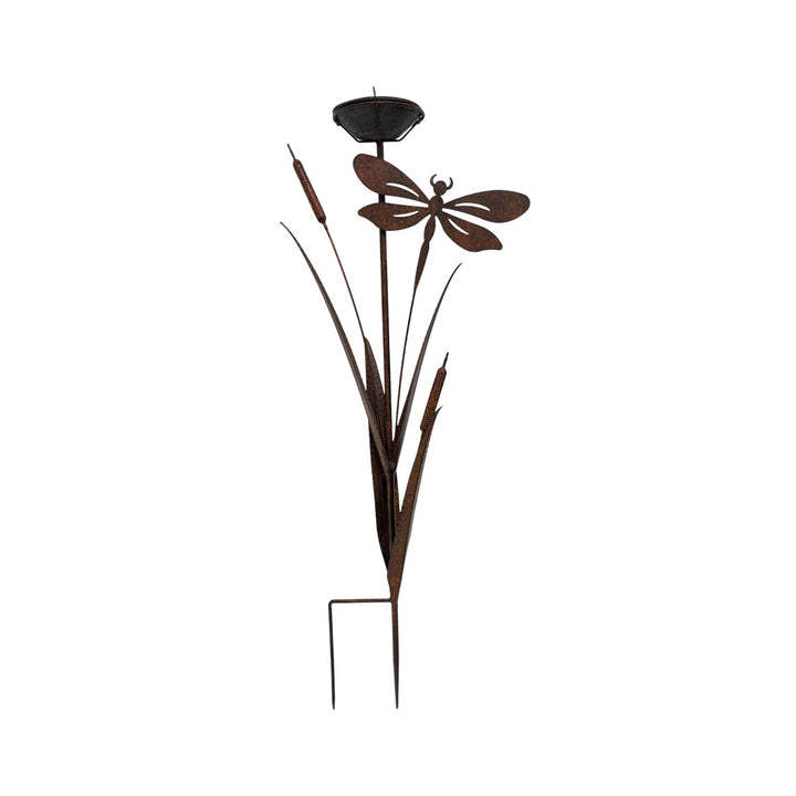 Willow &amp; Silk Bulrush &amp; Dragonfly Garden Stake W/Birdfeeder 43x13x89cm