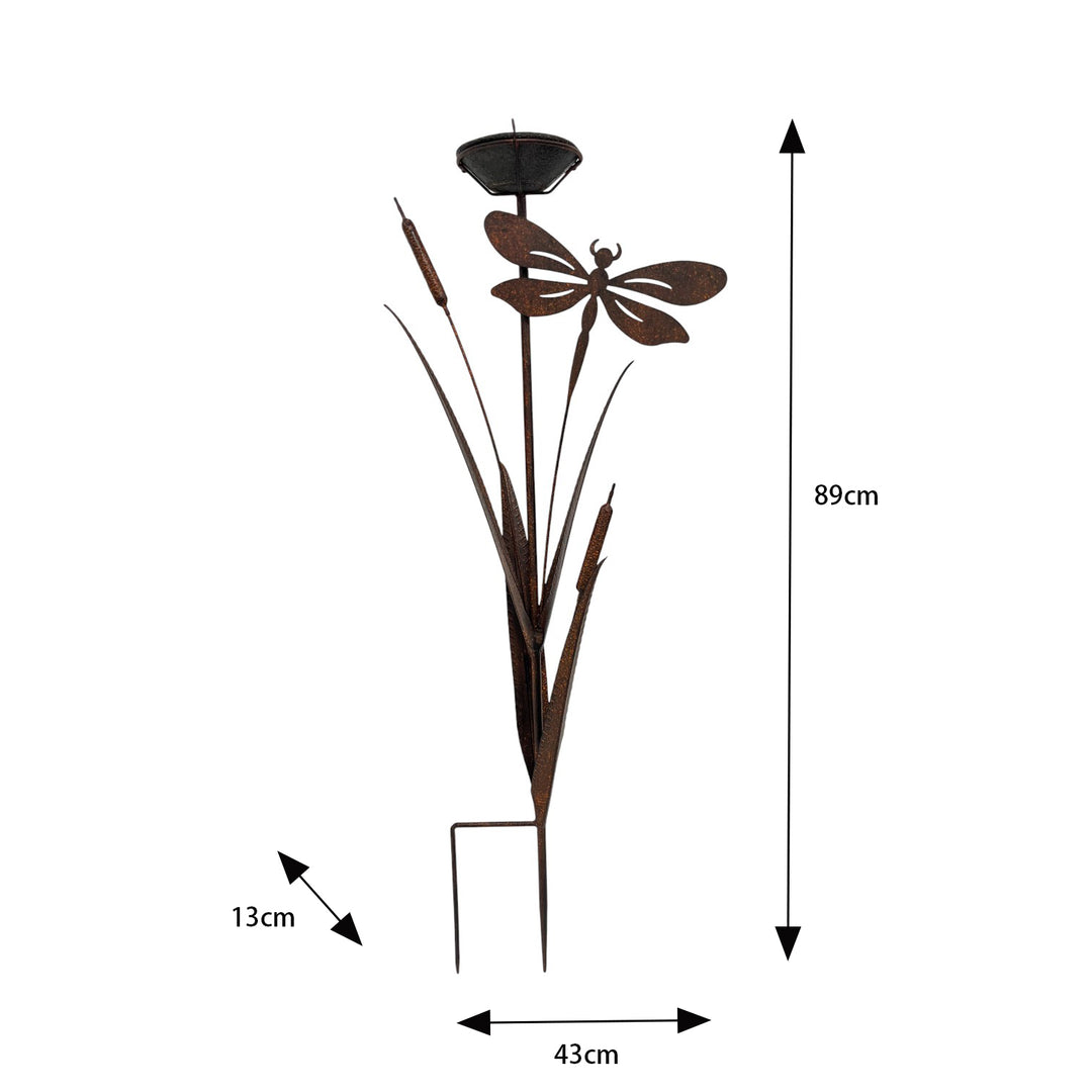 Willow &amp; Silk Bulrush &amp; Dragonfly Garden Stake W/Birdfeeder 43x13x89cm