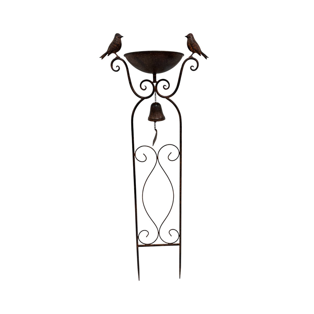 Willow &amp; Silk Birdfeeder Stake W/Birds &amp; Fleur-de-Lis 37.5x19x90.5cm
