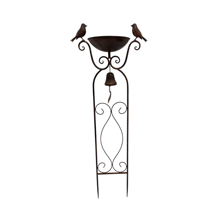 Willow &amp; Silk Birdfeeder Stake W/Birds &amp; Fleur-de-Lis 37.5x19x90.5cm