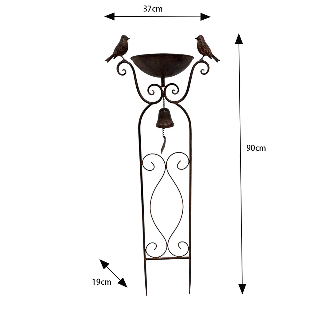 Willow &amp; Silk Birdfeeder Stake W/Birds &amp; Fleur-de-Lis 37.5x19x90.5cm