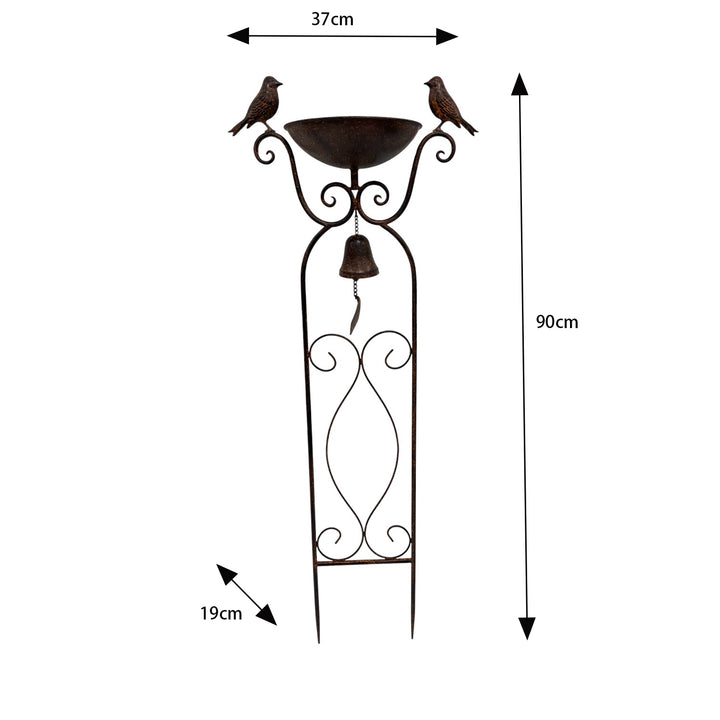 Willow &amp; Silk Birdfeeder Stake W/Birds &amp; Fleur-de-Lis 37.5x19x90.5cm