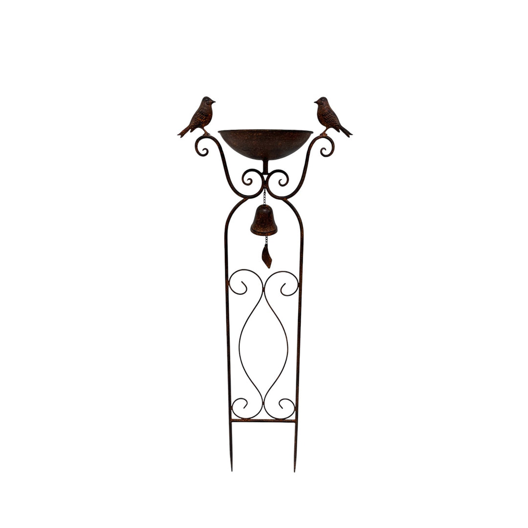 Willow &amp; Silk Birdfeeder Stake W/Birds &amp; Fleur-de-Lis 37.5x19x90.5cm