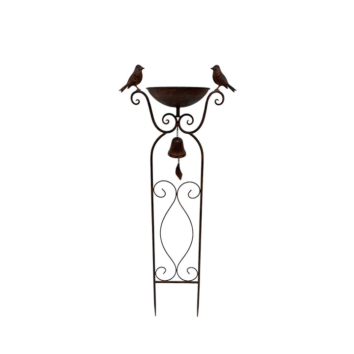 Willow &amp; Silk Birdfeeder Stake W/Birds &amp; Fleur-de-Lis 37.5x19x90.5cm