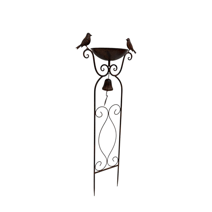 Willow &amp; Silk Birdfeeder Stake W/Birds &amp; Fleur-de-Lis 37.5x19x90.5cm