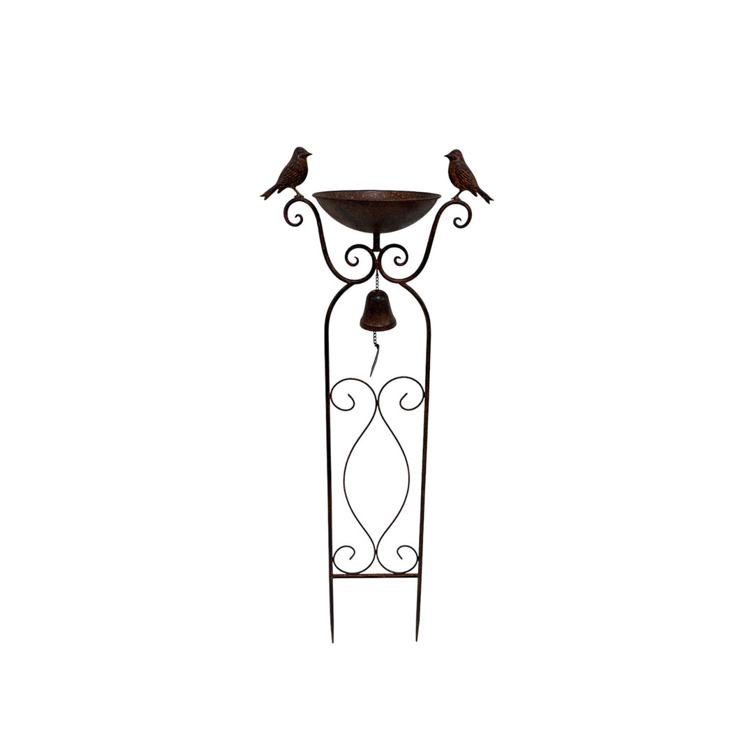Willow &amp; Silk Birdfeeder Stake W/Birds &amp; Fleur-de-Lis 37.5x19x90.5cm
