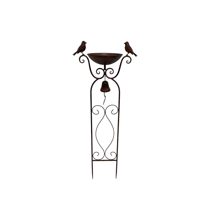 Willow &amp; Silk Birdfeeder Stake W/Birds &amp; Fleur-de-Lis 37.5x19x90.5cm