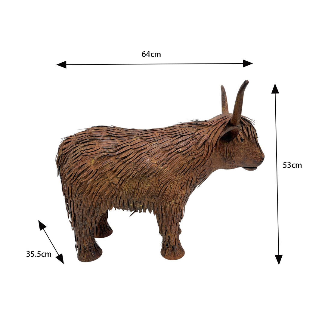 Willow &amp; Silk Highland Cow Garden Statue 64.5x35.5x53cm
