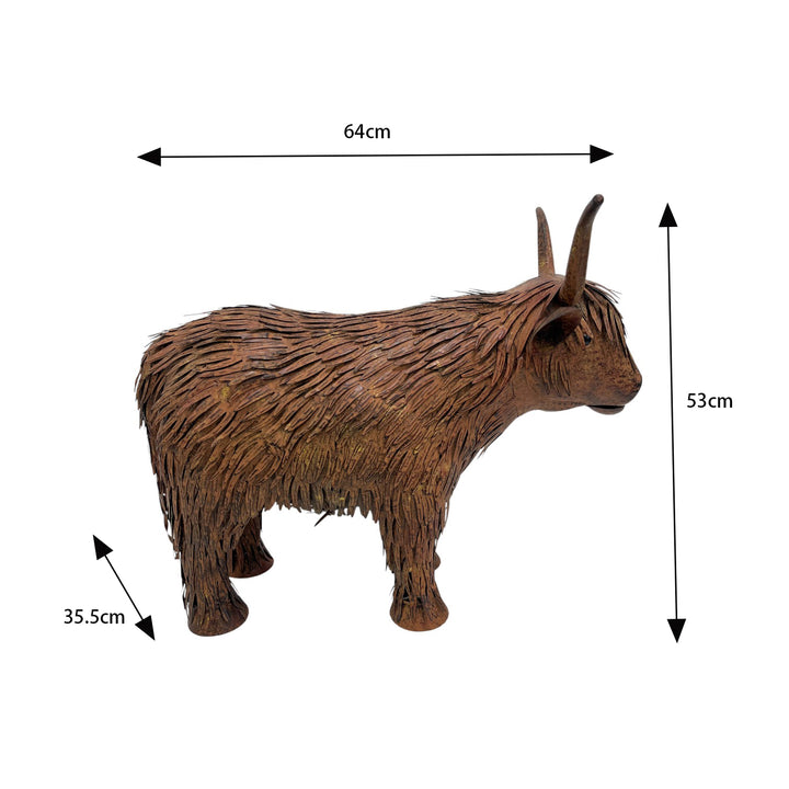 Willow &amp; Silk Highland Cow Garden Statue 64.5x35.5x53cm