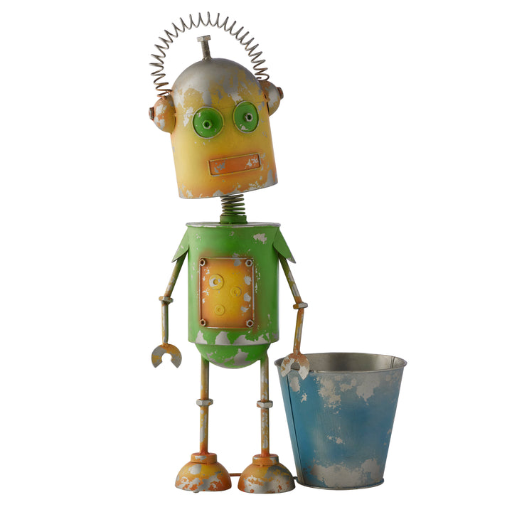 Willow &amp; Silk Yellow/Green Robot W/pot 29x19x58cm