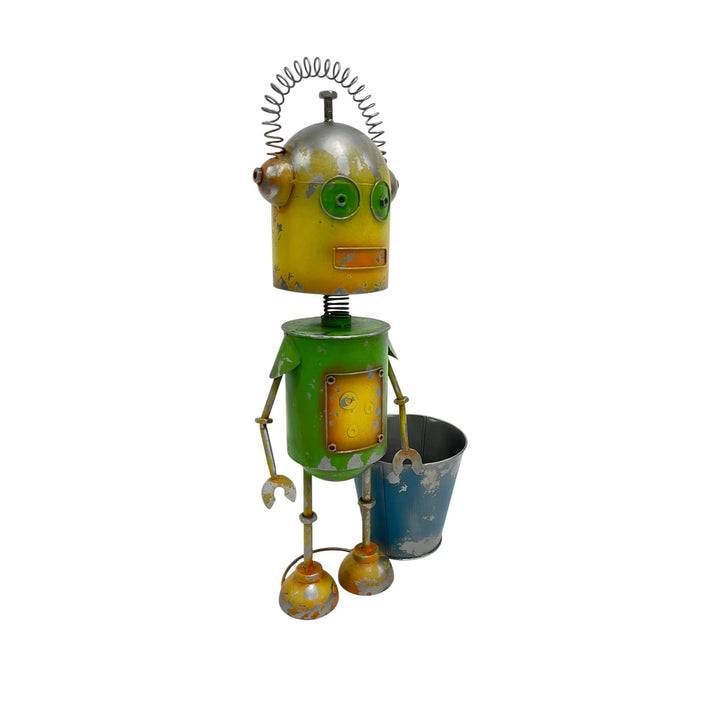 Willow &amp; Silk Yellow/Green Robot W/pot 29x19x58cm