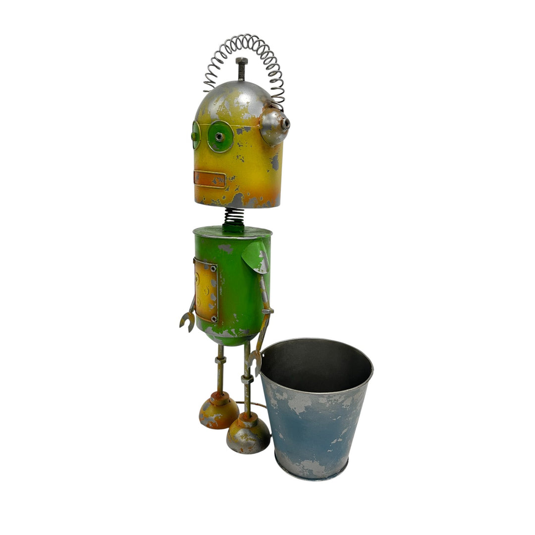 Willow &amp; Silk Yellow/Green Robot W/pot 29x19x58cm