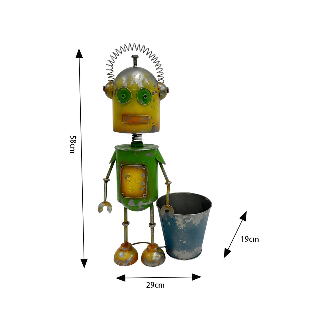 Willow &amp; Silk Yellow/Green Robot W/pot 29x19x58cm