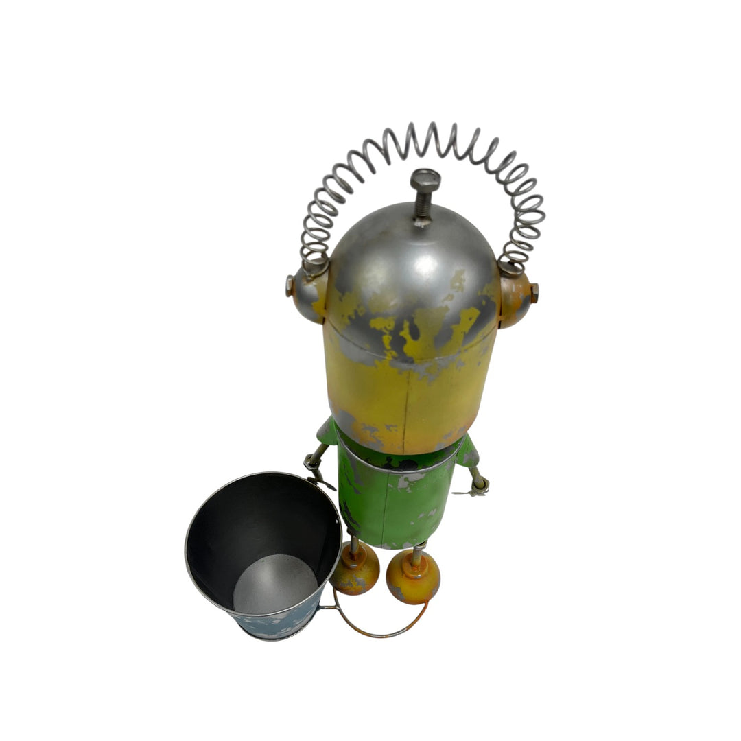 Willow &amp; Silk Yellow/Green Robot W/pot 29x19x58cm