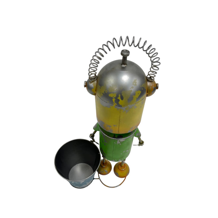 Willow &amp; Silk Yellow/Green Robot W/pot 29x19x58cm