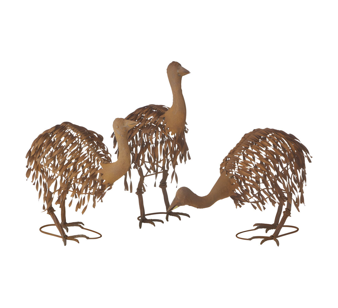 Willow &amp; Silk S/3 Asst Rusty Emu Chicks 28x18x46/41x17x35/40x18x28cm
