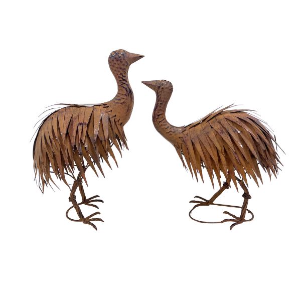 Willow &amp; Silk S/2 Rust Emu Chicks 32.39 × 16.51 × 45.72 cm/40 x 17.8 x 35cm