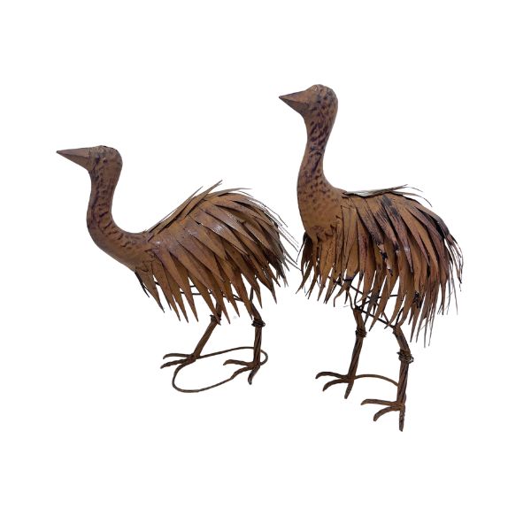Willow &amp; Silk S/2 Rust Emu Chicks 32.39 × 16.51 × 45.72 cm/40 x 17.8 x 35cm
