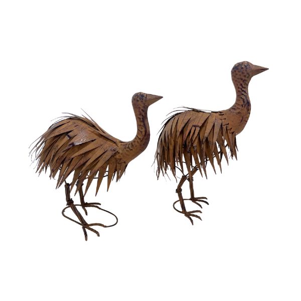 Willow &amp; Silk S/2 Rust Emu Chicks 32.39 × 16.51 × 45.72 cm/40 x 17.8 x 35cm