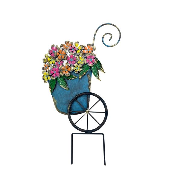 Willow &amp; Silk Blue Flower Wheel Stake 30.5x2.5x50.2cm