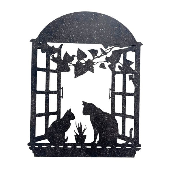 Willow &amp; Silk Rustic Metal Cats on Windowsill Wall Decor 46.4x.06x59.7cm