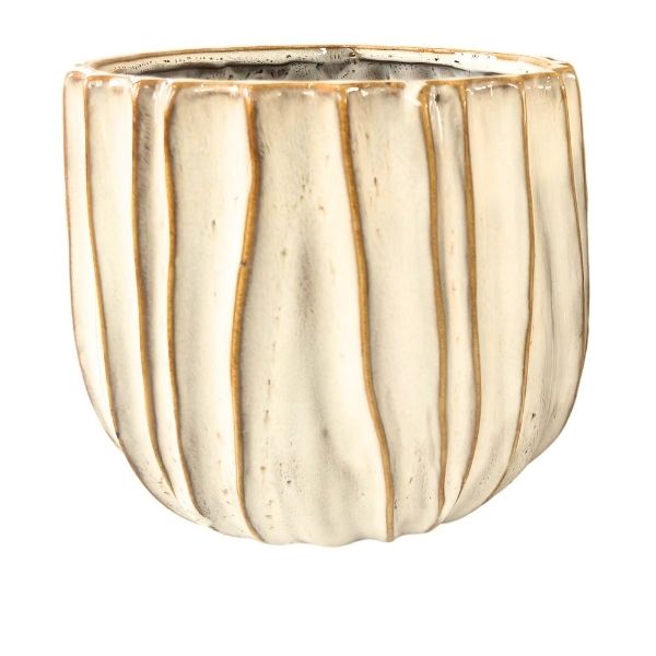Willow &amp; Silk Ridge Planter Beige Large 21X21X19Cm