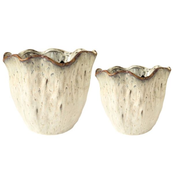 Willow &amp; Silk S/2 Terrazzo Planter Beige