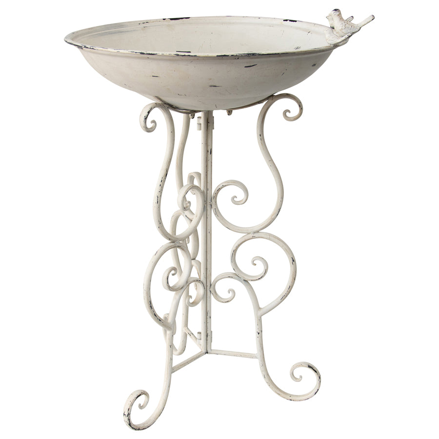 Willow &amp; Silk Birdbath Stand Decorative Large 76cm Antique White